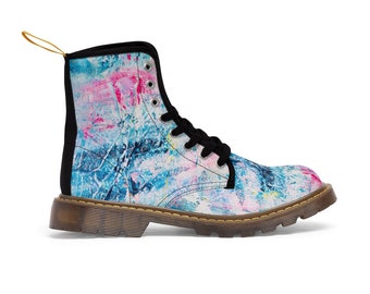 Floral Vegan Combat Boots women size 9, retro shoes, unique shoes women, 80s clothing women, vegan gifts for her, doc martens size 8, best