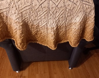 Hand-knitted small semi-circular shawl