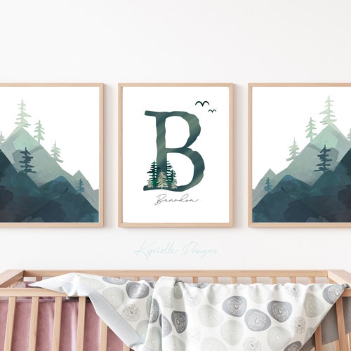 WOODLAND Nursery Decor Baby Boy Nursery PRINTABLES Set of 3 Etsy