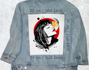 Abstract Portrait Sew-On Canvas Back Patch for Jackets, Vests, and Flannels - 36x26x32 cm