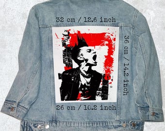 Toppa punk rock mohawk da cucire su giacca di tela, gilet di flanella