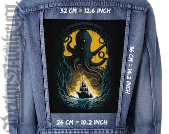 Giant Octopus Back Patch: Nautical Kraken, Fantasy Sea Monster