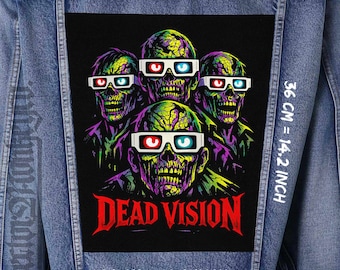Toppa 3D con teschio Dead Vision da cucire su giacca, gilet di tela o flanella.