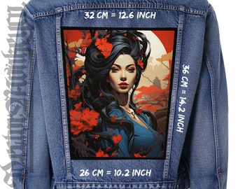 Girl Power,Back patch,Backpatch,black canvas,Jacket patch,Geisha Sword Mastery,Feminine Warrior