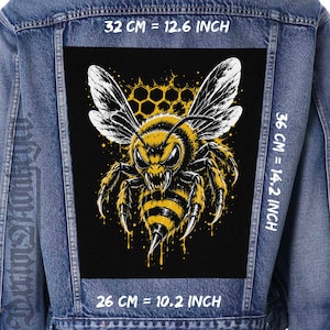 Angry Killer Bee Sew On Canvas Back Patch for Jackets & Vests