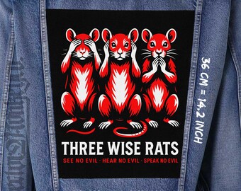 Drei weise Ratten zurück Patch Sew On Jacke Weste Flanell Patch