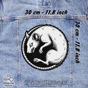 Écusson thermocollant au dos Opossum - Forme découpée en toile pour vestes, gilets et flanelles