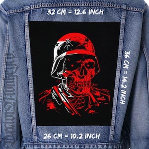Parche de calavera para coser en la espalda, para chaqueta o chaleco de lona con estampado de franela.