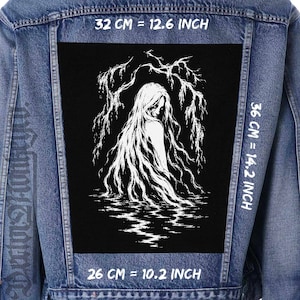 Ghost Woman Rygglapp för Jacka Väst Flanell Sy På