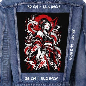 Parche trasero de serpiente geisha japonesa – Para coser en chaqueta o chaleco de lona