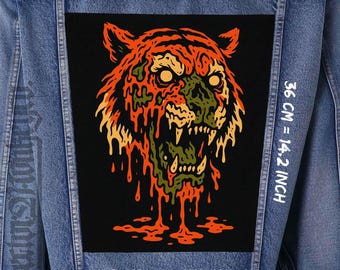 Melting Tiger Canvas Back Patch for Jacket, Vest & Flannel Sew On