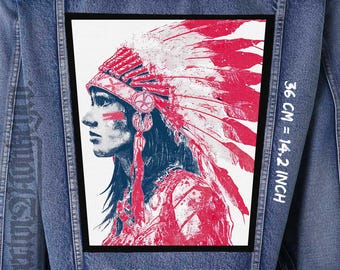 Native warrior zurück Patch Sew On für Jacke Weste Flanell Canvas