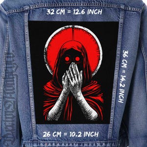 Occult Red Hood Canvas Back Patch for Jackets, Vests & Flannels | Sew-On 36x26x32 cm