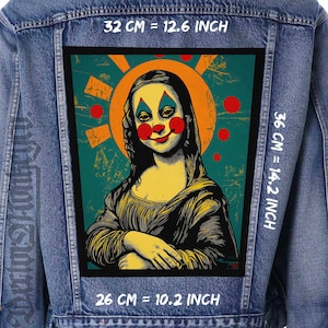 Mona Lisa Clown Zurück Patch Canvas Annähen Jacke Weste Flanell