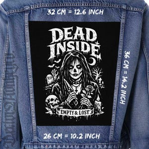 Naszywka Dead Inside Back Patch na kurtkę gotycką, flanelową naszywkę