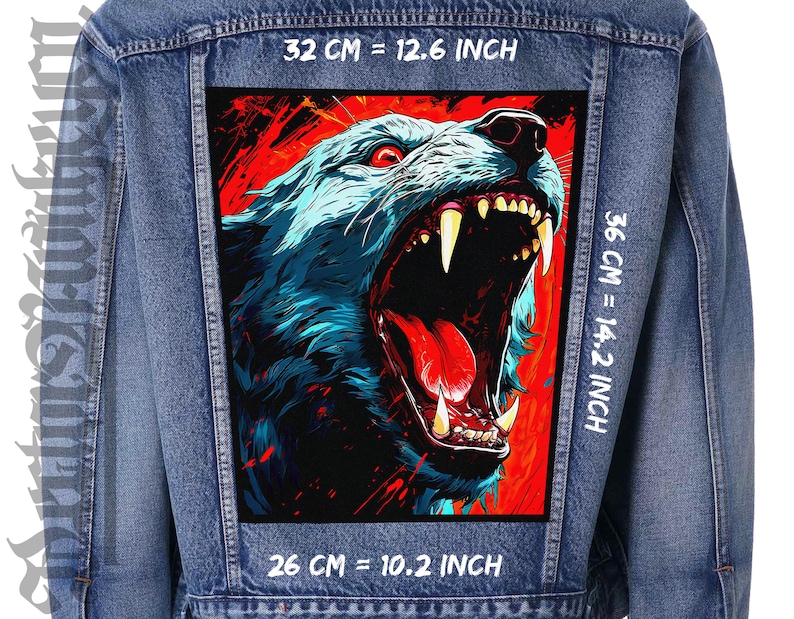 Predator, patch op de achterkant, patch op de achterkant, zwart canvas, patch op jas, Subzero Terrain Pack Hunter, Snowscape Wolf afbeelding 1