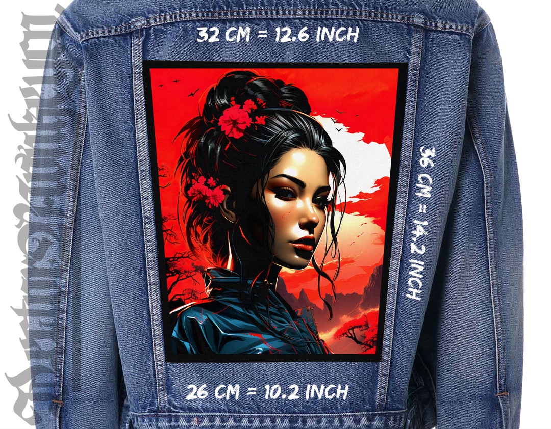 Samurai Back Patch Geisha Warrior Back Patch: Black Canvas Samurai Girl Jacket Patch - Etsy