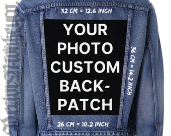 Parche trasero de lona de algodón grande personalizado - Parche fotográfico personalizado para chaquetas, chalecos y franelas