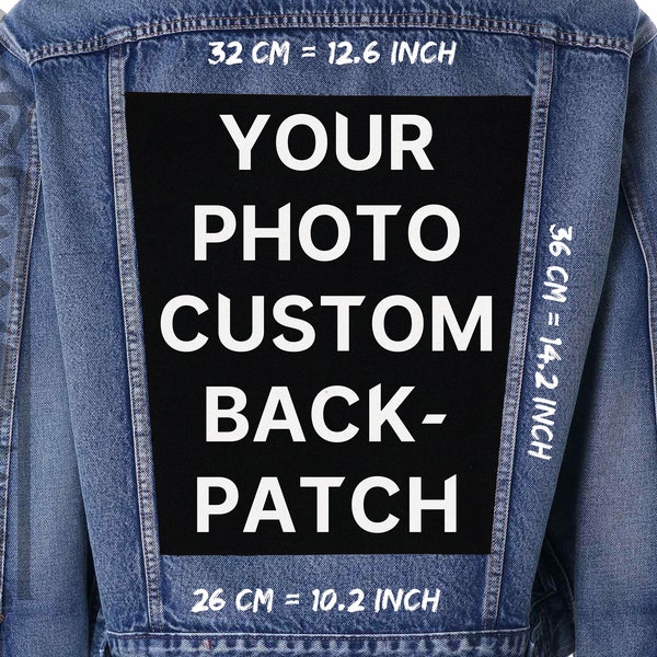 Toppa posteriore personalizzata in tela di cotone di grandi dimensioni - Toppa con foto personalizzata per giacche, gilet e flanelle
