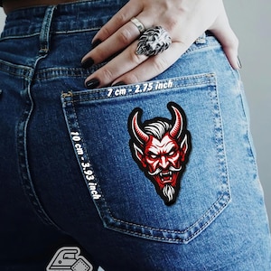 Demon Iron On Patch Cut Shape for Jeans Pocket Jacket Vest