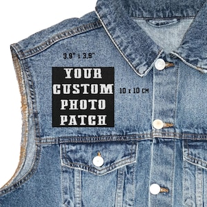Naszywka ze zdjęciem w kształcie kwadratu: Naszywka z płótna bawełnianego na kamizelkę, kurtkę i flanelę