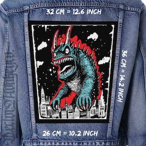 Monster City Canvas Back Patch for Jackets, Vests & Flannels | Sew-On 36x26x32 cm