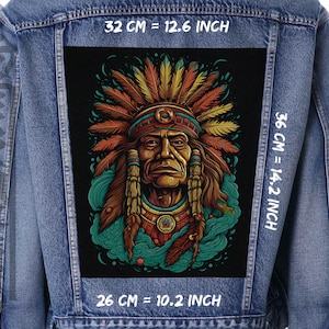 Indian Headpiece Chief Sew on Patch - Iron on Patches for Native Americans,  American Indian, Tribal - Popular Cultural Applique for Jackets, Jeans