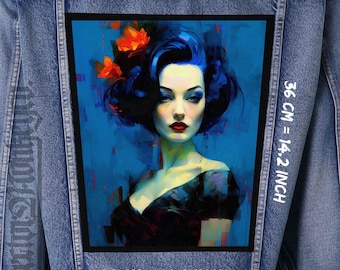 Toppa da schiena "Beauty Woman" in tela da cucire su giacca, gilet o flanella.