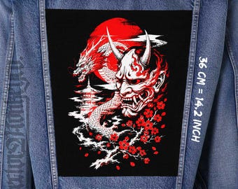 Hannya Mask Dragon Back Patch für Jacke, Weste, Flanell