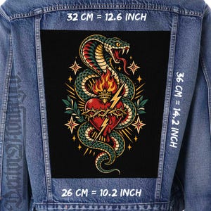 Slang Heilig Hart Rugpatch – Opnaaibare Canvas Jas/Vest Patch