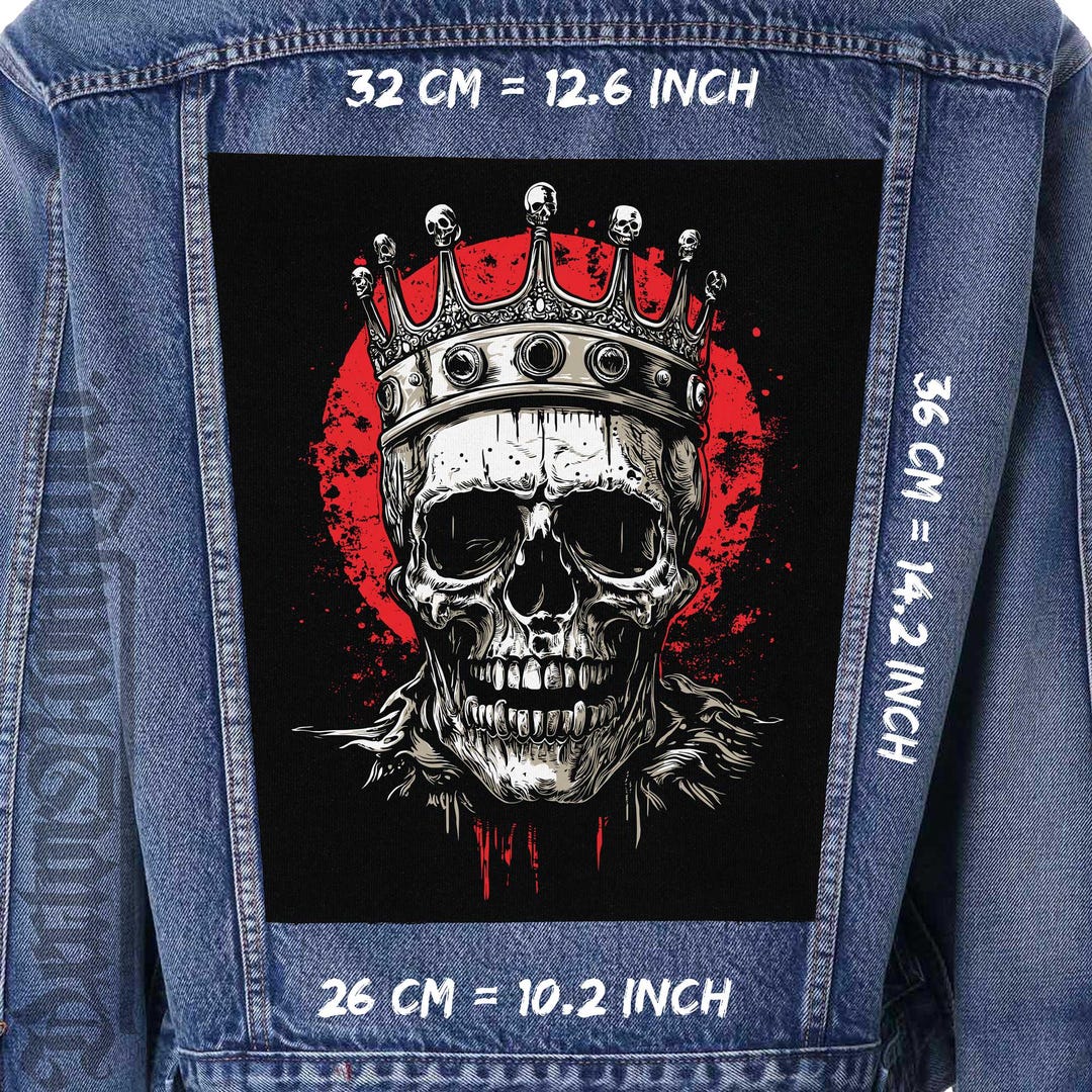 Skull King Canvas Back Patch for Jackets, Vests & Flannels | Sew-on ...
