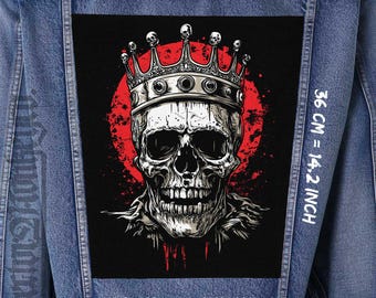 Canvas Skull King-patch op de rug voor jassen, hemden en washandjes | Aannaaibaar 36 x 26 x 32 cm