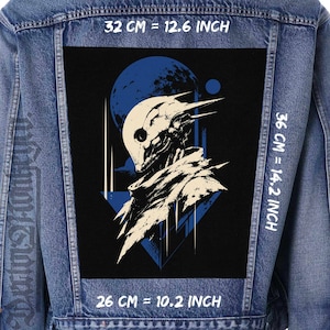 Cyber Skull Back Patch Sci-Fi Robot Jacket Vest Canvas Patch Sew On