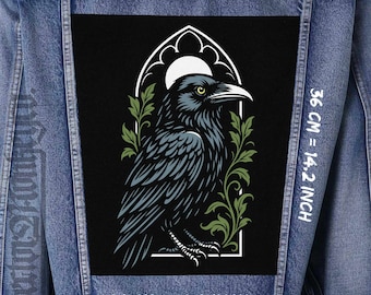 Gothic Raven Canvas-Aufnäher: Krähe zum Aufnähen