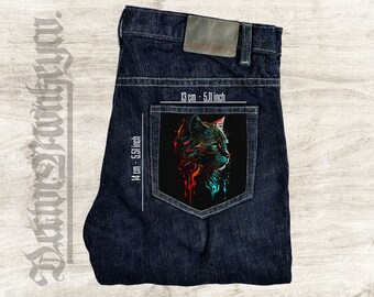 Katze Denim Jeanstasche Patch: Baumwoll Canvas Aufnäher zum aufnähen