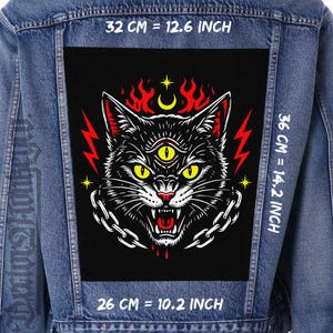 Occult Cat Back Patch Sew On Jacket Vest Flannel Canvas Patch