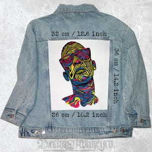 Psychedelisch gezicht Achterop opgestikte canvas jas vest flanel pop-art