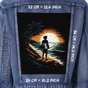 Surf Sunset Back Patch Sew On Jacket Vest Flannel Beach Vibes