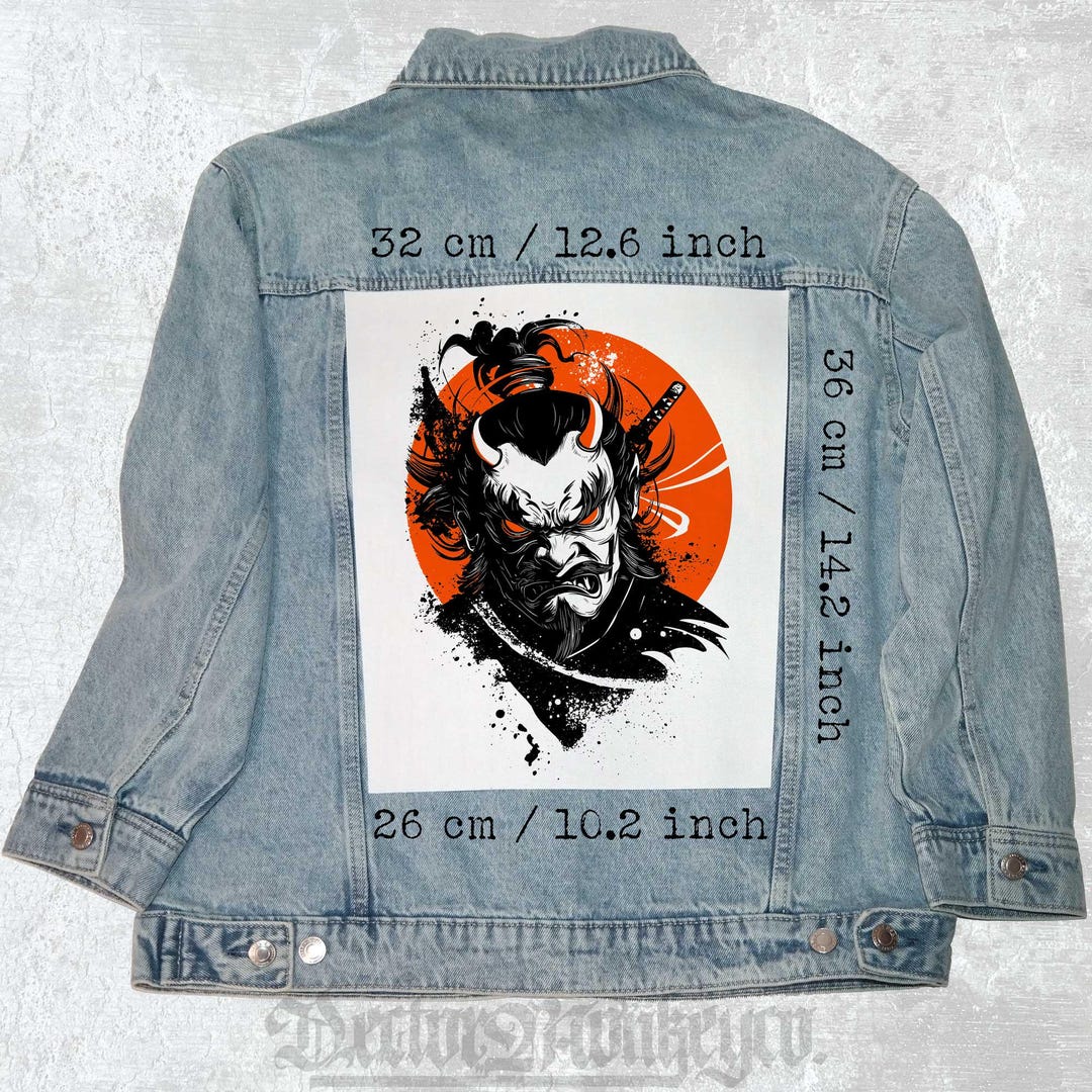 Samurai Back Patch Samurai Warrior Sew-on Canvas Back Patch for Jackets, Vests, and ...