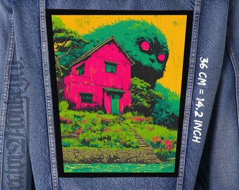 Parche de franela para chaqueta, chaleco y lona para coser en la espalda con espíritu del bosque rosa