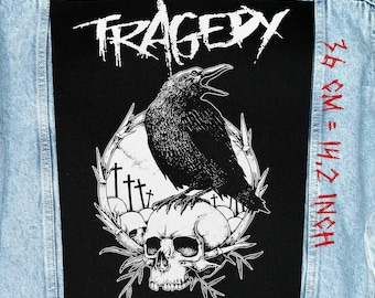 Toppa Tragedy Back Patch da cucire su giacca punk hardcore gilet di flanella