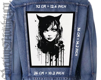 Patch de costas da Mulher-Gato: aplique de colete de lona de algodão costurado