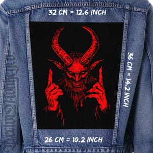 Red Demon Canvas Back Patch for Jackets, Vests & Flannels | Sew-On 36x26x32 cm