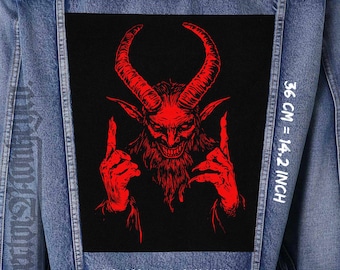 Red Demon Canvas Back Patch for Jackets, Vests & Flannels | Sew-On 36x26x32 cm