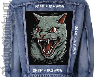 Monster Cat,Back patch,Backpatch,Patch forJacket,Vest,Horror,Macabre Beast,Demonic,Cursed