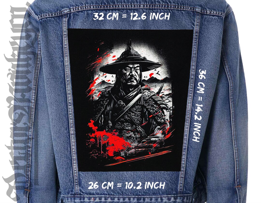 Samurai Back Patch Retro Samurai Back Patch - Classic Japan Warrior Design for Jackets ...