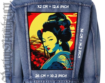 Geiko,Back patch,Backpatch,Patch forJacket,Vest,Geisha,Maiko,Ochaya,Japanese,Art,Dance,Beauty