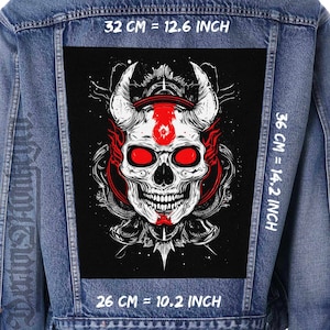 Demon Skull Canvas Back Patch für Jacken & Westen | Große Sew On Kunst