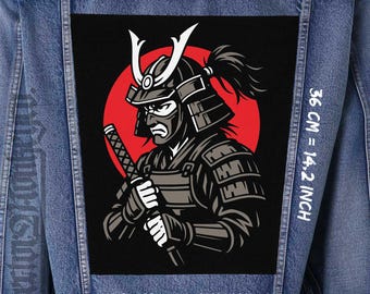 Samurai Warrior Back Patch: Japanese Manga Art, Sew-On Canvas