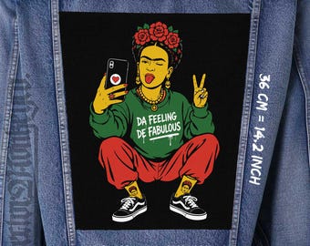 Naszywka Frida Kahlo na plecy | Duża naszywka na kamizelkę z płótna, naszywka na plecy